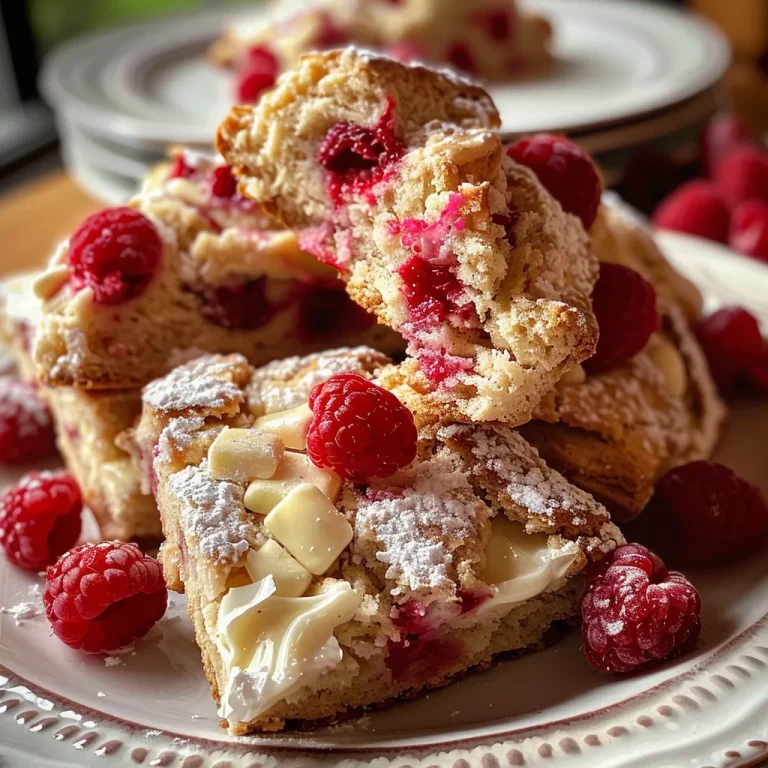 A close-up side view of Raspberry White Chocolate Scones, showcasing their golden crust and visible raspberries.