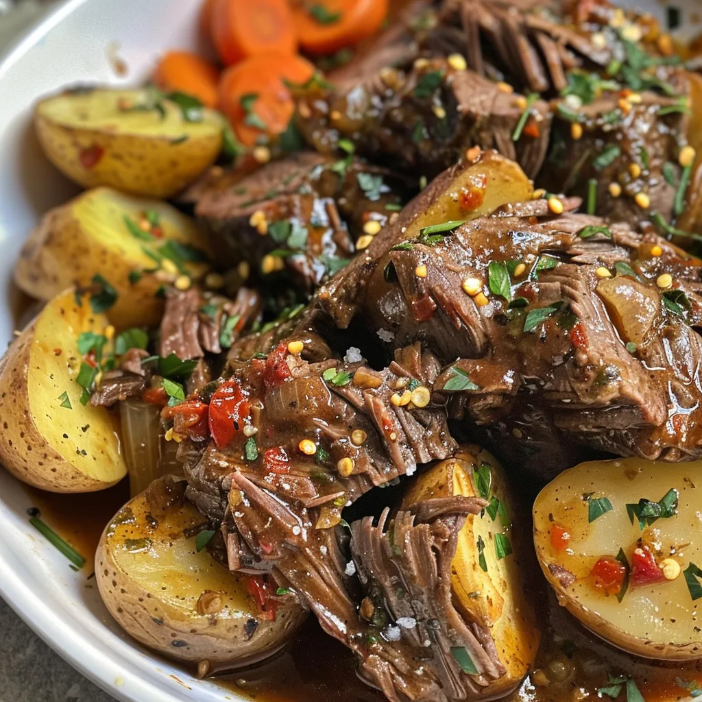 Juicy chunks of beef and baby Yukon Gold potatoes in a flavorful garlic butter sauce.