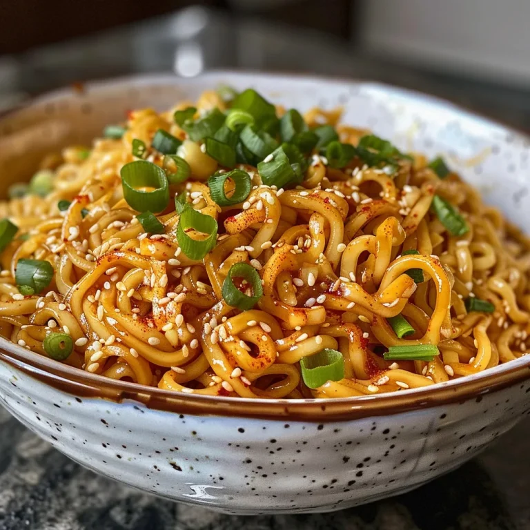 Why My Spicy Sriracha Noodles Are a Celebration of Flavor and Fun Close-up view of spicy Sriracha noodles with vibrant toppings.