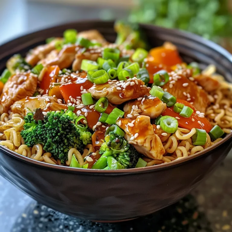 A Taste of Japan: Crafting Teriyaki Chicken Noodle Bowls That Will Transport You A close-up side view of a bowl filled with Teriyaki chicken, noodles, and colorful vegetables.