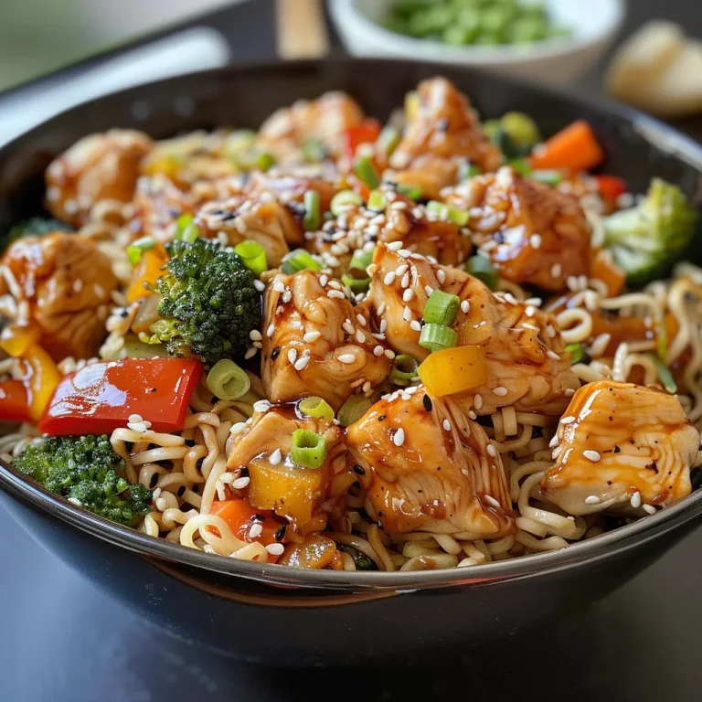 One Pot Wonder: Teriyaki Chicken Noodles That Bring Joy to Your Table Juicy teriyaki chicken noodles topped with sesame seeds and green onions in a bowl.
