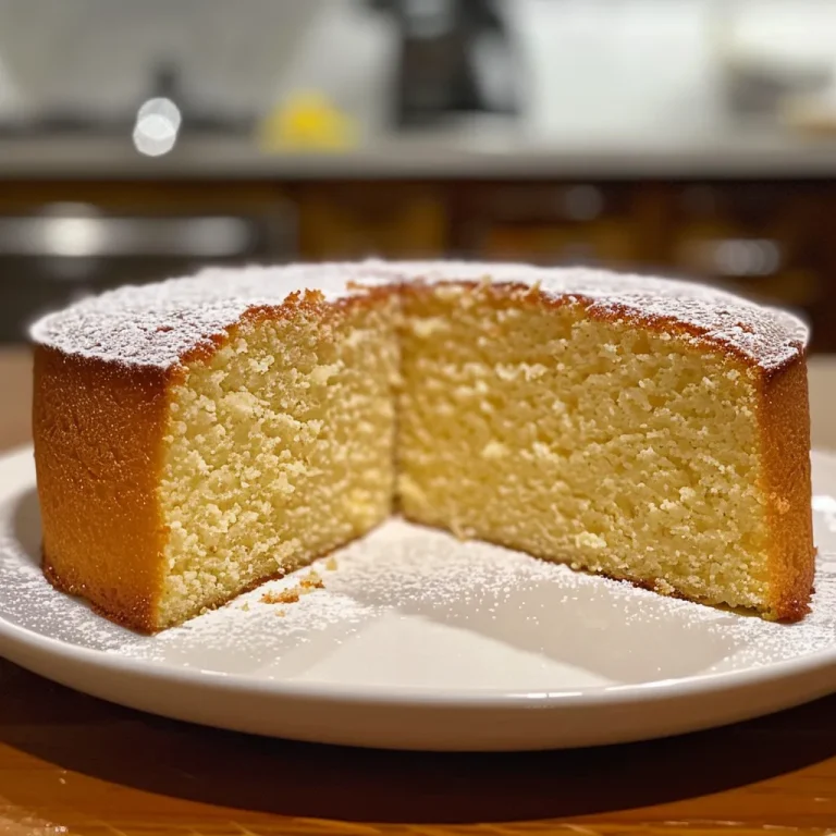Close-up view of a vanilla sponge cake, showing its fluffy texture and golden crust.