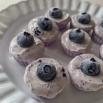 Close-up view of Blueberry Greek Yogurt Bites arranged in a silicone mold.