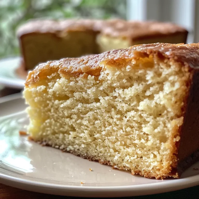 A Slice of Joy How Classic Vanilla Butter Cake and Buttermilk Sauce Can Sweeten Any Gathering Close-up side view of a moist vanilla butter cake with buttermilk sauce drizzled on top.