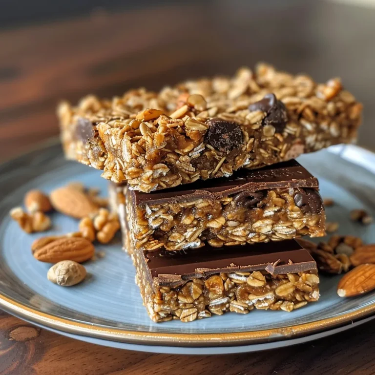 Close-up of a peanut butter chocolate chip granola bar with visible chocolate chips and oats.