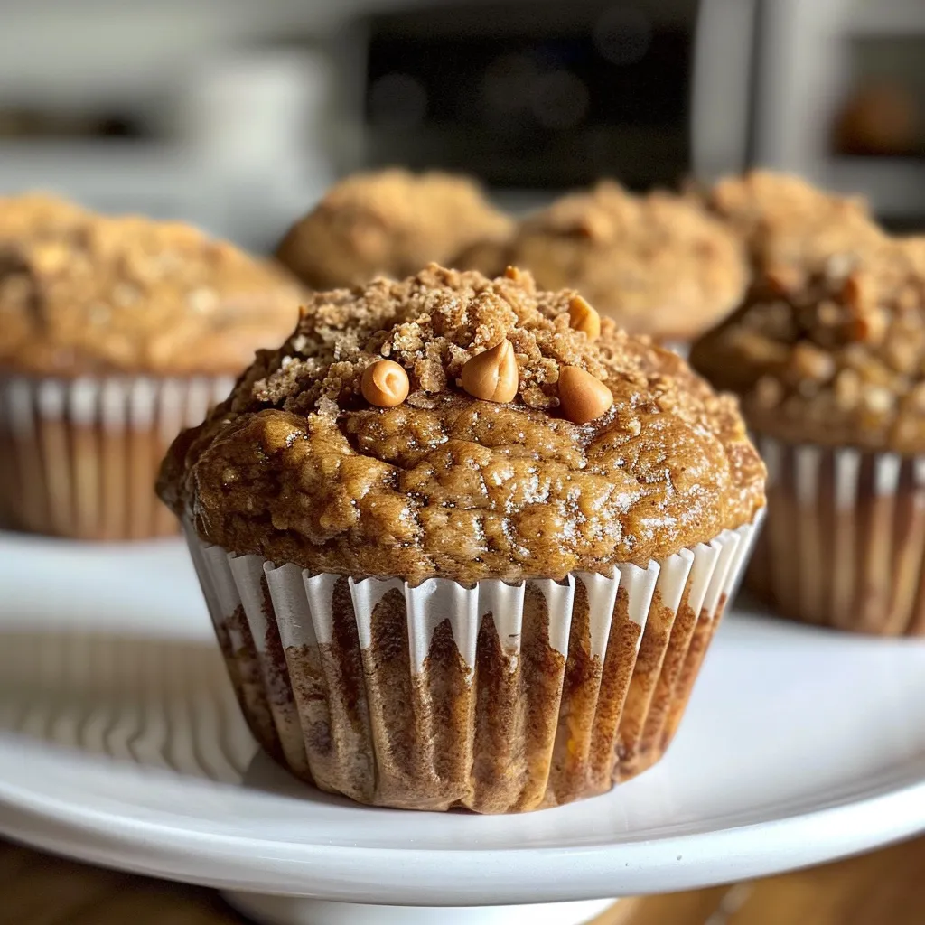 Side view of a muffin topped with chocolate chips, showcasing its moist texture.