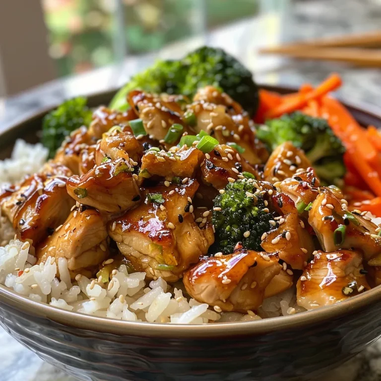 Harmony in a Bowl The Irresistible Allure of Honey Mustard Chicken Rice Bowls Close-up view of a Honey Mustard Chicken Rice Bowl with colorful vegetables.