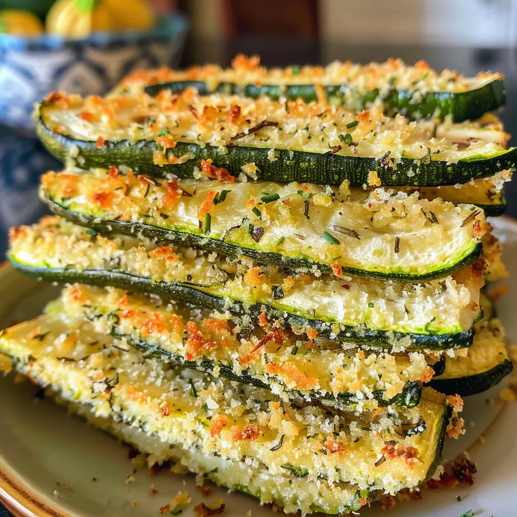 Side view of juicy Keto Baked Parmesan Zucchini Fries garnished and ready to eat.
