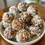 Close-up view of No-Bake Date and Coconut Energy Balls on a plate.