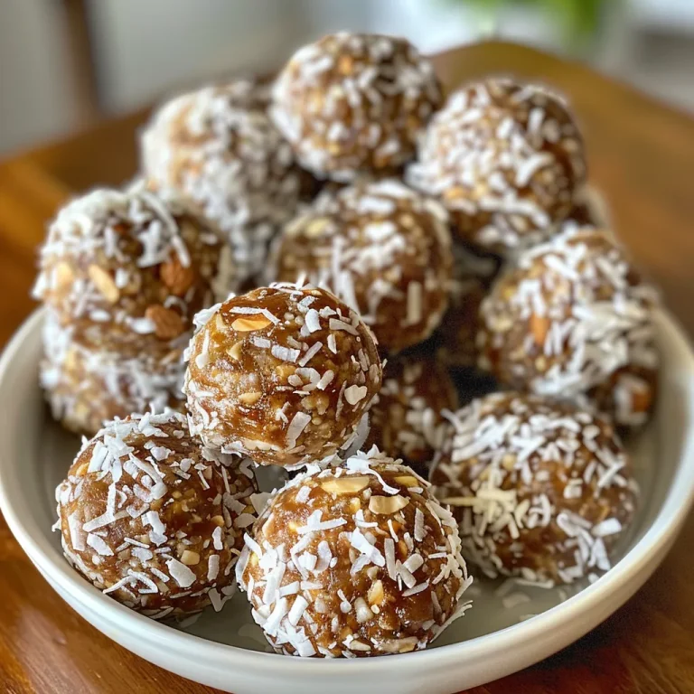 Sweet Energy on a Whim Crafting No-Bake Date and Coconut Delights Close-up view of No-Bake Date and Coconut Energy Balls on a plate.