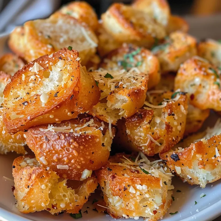 Close-up view of golden-brown Parmesan bread bites on a wooden board.