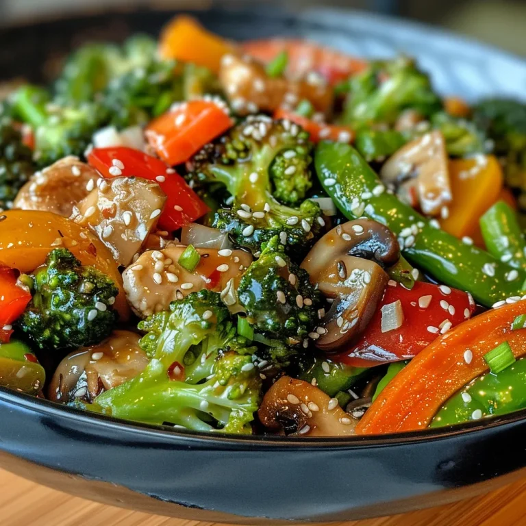 A Colorful Vegetable Stir Fry A Whirlwind of Flavors That Brightens Any Table Close-up view of a colorful vegetable stir fry with bright broccoli, carrots, and bell peppers.