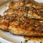 ['A close-up view of juicy teriyaki tilapia fillets served on a white plate.', 'Side view of grilled tilapia coated in teriyaki sauce with garnishes.', 'Juicy air-fried teriyaki tilapia fillets displayed beautifully on a rustic table.', 'A mouthwatering side profile of tilapia fillets drizzled with teriyaki sauce.']