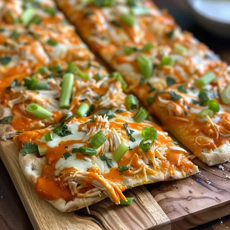 ['Close-up side view of a Buffalo Chicken Flatbread topped with melted cheese and shredded chicken.', 'A juicy Buffalo Chicken Flatbread with a golden crust and vibrant sauce, served on a plate.', 'Side view of a freshly made Buffalo Chicken Flatbread showcasing its toppings and texture.', 'A delectable Buffalo Chicken Flatbread with bright orange buffalo sauce and green herbs.']