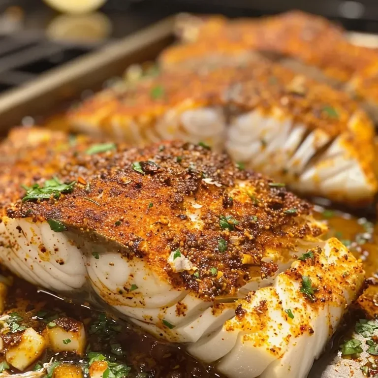 ['Close-up side view of Cajun Style Blackened Cod fillets, golden brown with spices.', 'Juicy Cajun Style Blackened Cod on a plate, showcasing a crispy, seasoned crust.', 'Freshly cooked blackened cod fillets, garnished and presented from a side angle.', 'Side view of a perfectly seasoned Cajun Cod fillet, highlighting its rich texture.']