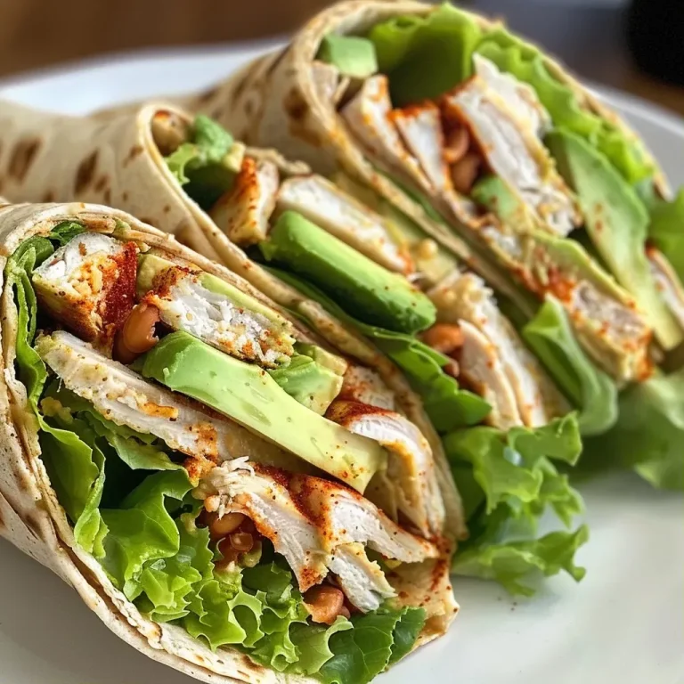 ['Juicy Cajun Turkey Avocado Wraps on a plate, showcasing vibrant colors and textures.', 'Side view of a delicious wrap filled with turkey, avocado, and fresh veggies.', 'Close-up of a tortilla wrap loaded with Cajun turkey, lettuce, tomato, and avocado slices.', 'A beautifully arranged Cajun Turkey Avocado Wrap with visible ingredients.']