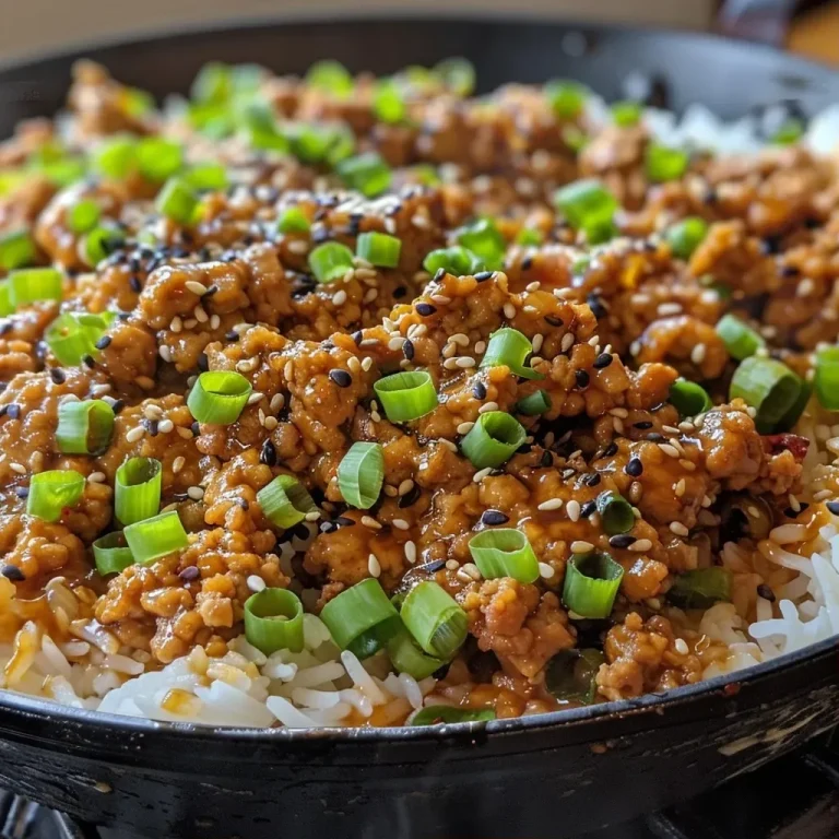 ['Close-up view of a ginger ground turkey and zucchini skillet, showcasing vibrant colors and textures.', 'Juicy ginger ground turkey skillet with zucchini and garnished with green onions and sesame seeds.', 'Side angle of a delicious ginger ground turkey dish featuring sliced zucchini and a rich sauce.', 'Colorful skillet dish with ground turkey, zucchini, and fresh toppings, highlighting a home-cooked meal.']
