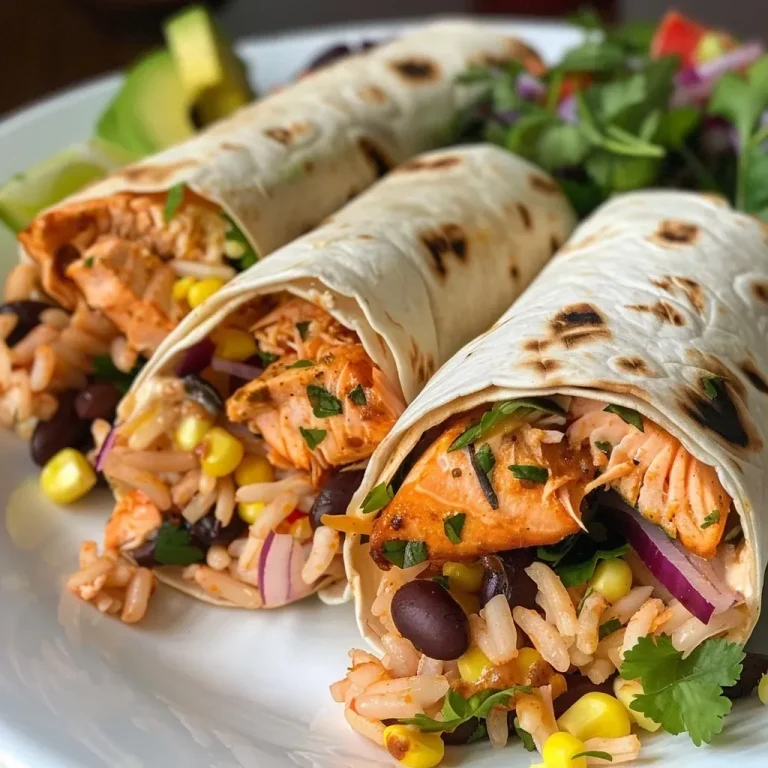 ['Close-up view of a grilled salmon burrito filled with vibrant ingredients.', 'Side angle of a delicious grilled salmon burrito showcasing its colorful filling.', 'Juicy grilled salmon burrito with toppings, highlighting textures and freshness.', 'Detailed view of a burrito featuring grilled salmon and fresh vegetables.']
