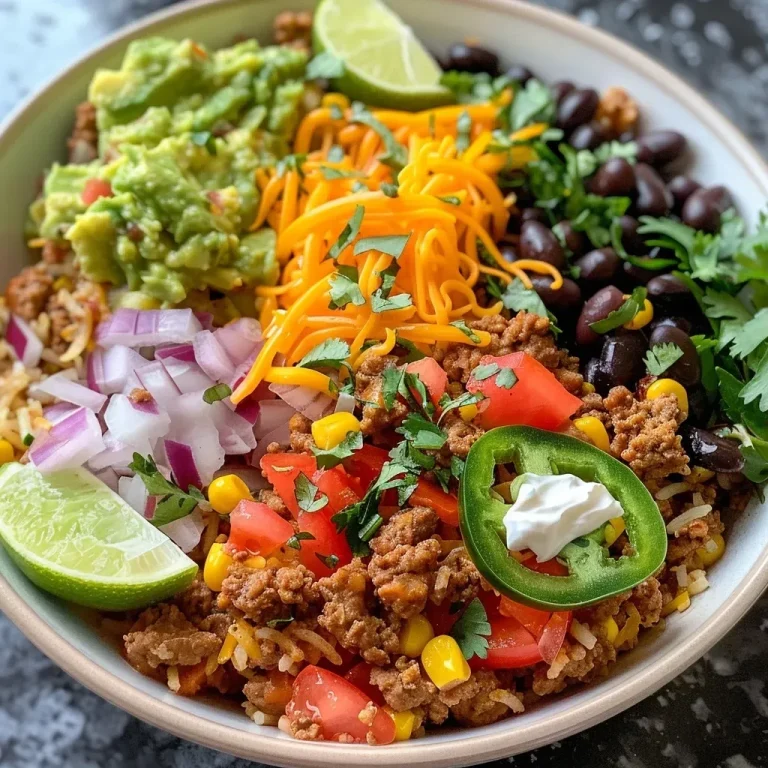 ['Juicy ground turkey rice bowl with vibrant toppings and ingredients, viewed from the side.', 'Close-up shot of a ground turkey rice bowl featuring fresh garnishes and a variety of colorful ingredients.', 'Side view of a well-prepared ground turkey rice bowl showcasing its hearty ingredients and toppings.', 'Detailed image of a delicious ground turkey rice bowl, highlighting its texture and colorful components.']