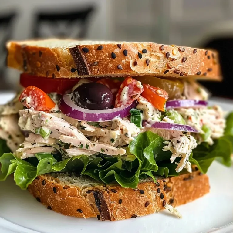 ['Close-up side view of a Mediterranean Turkey Salad Sandwich with colorful ingredients.', 'Juicy Mediterranean Turkey Salad Sandwich featuring turkey, olives, and peppers on bread.', 'Detailed look at a freshly made Mediterranean Turkey Salad Sandwich filled with vibrant vegetables.', 'Side view of a Mediterranean Turkey Salad Sandwich showcasing layers of turkey and salad mix.']