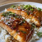 ['Close-up view of juicy teriyaki-glazed cod fillets with sesame cucumber salad.', 'Side view of glistening teriyaki cod fillets garnished with cucumber salad.', 'Appetizing teriyaki cod fillets served with a fresh cucumber salad and sesame seeds.', 'Delicious, plated teriyaki-glazed cod fillets alongside a vibrant sesame cucumber salad.']