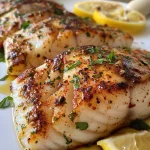 ['Juicy grilled cod fillet with herbs and spices garnished with lemon wedges on a plate.', 'Close-up of grilled cod seasoned with oregano and served with Greek pita bread and tzatziki sauce.', 'Side view of a beautifully grilled cod fillet topped with fresh basil and accompanied by olives and salad.', 'Delicious gyro-style grilled cod display featuring lemon slices and a Mediterranean salad.']