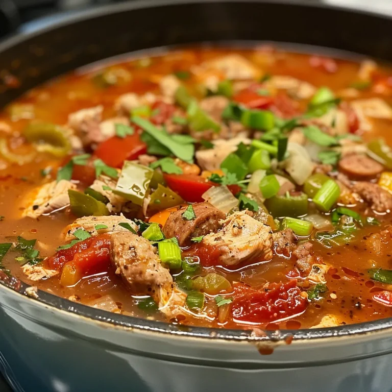 ['A close-up view of a bowl of Cajun turkey and sausage soup with colorful ingredients.', 'Juicy Cajun turkey soup featuring andouille sausage, vegetables, and spices in a bowl.', 'A vibrant bowl of leftover turkey soup with chunks of sausage and mixed vegetables.', 'Hearty Cajun turkey and sausage soup showcasing rich colors and textures in a side view.']
