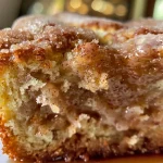 ['Close-up view of a juicy apple fritter bread, showcasing its golden-brown texture with chunks of apples.', 'Side angle of a slice of apple fritter bread, revealing a moist interior filled with apple pieces and a sugary glaze.', 'Detailed image of freshly baked apple fritter bread, emphasizing its soft crust and apple bits peeking through.', 'Close shot of apple fritter bread on a plate, highlighting the glaze and cinnamon-sugar topping.']