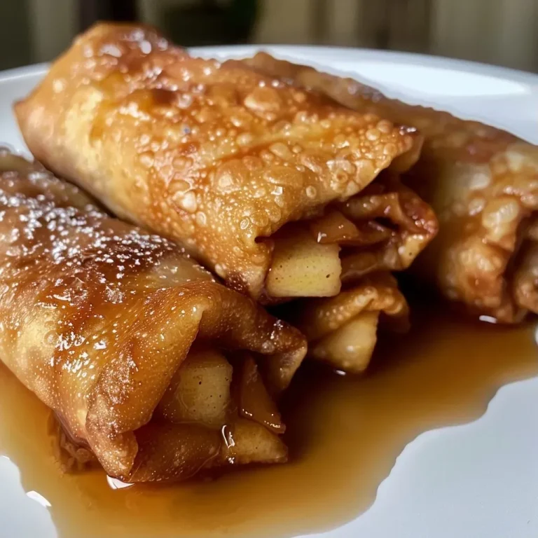 ['Close-up of golden-brown apple pie egg rolls on a white plate.', 'Side view of crispy apple pie egg rolls garnished with powdered sugar.', 'Juicy apple pie egg rolls filled with chopped apples and spices.', 'A stack of freshly fried apple pie egg rolls with a dipping sauce.']