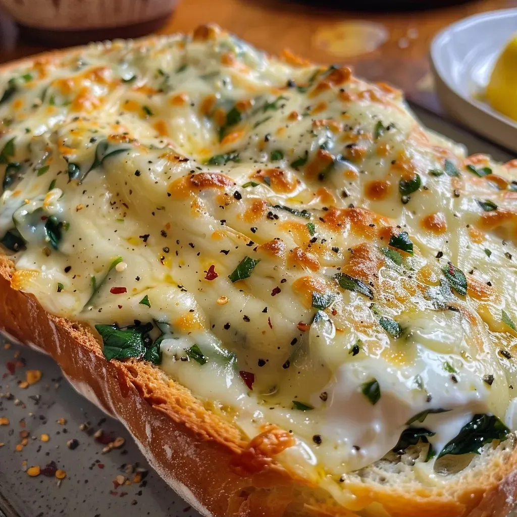 ['Close-up of a cheesy spinach dip served in a hollowed-out round bread loaf.', 'Side view of a cob loaf bread filled with creamy spinach and cheese dip.', 'Juicy and delicious Cheesy Spinach Cob Loaf displayed for serving.', 'Rich, green spinach dip inside a crusty bread bowl, ready to enjoy.']