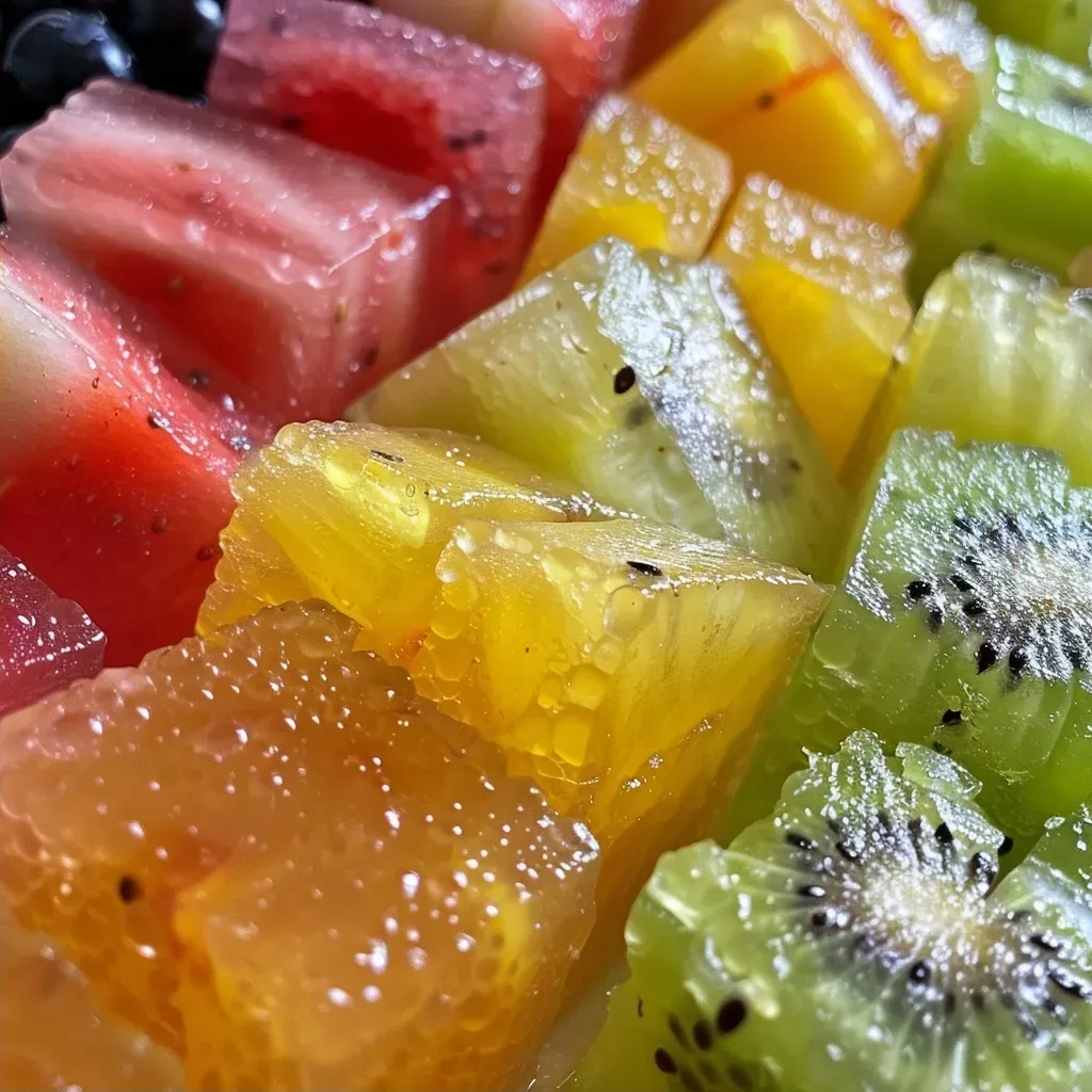 ['A close-up view of vibrant homemade fruit snacks on a white plate.', 'Juicy, colorful fruit snacks made from blended strawberries, pineapples, and other fruits.', 'Assorted homemade fruit snacks shaped into cubes, arranged neatly on a wooden surface.', 'Brightly colored, chewy fruit snacks presented in a bowl, showcasing various fruit flavors.']
