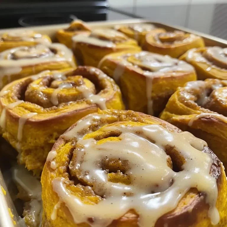 ['A close-up side view of warm Pumpkin Cinnamon Rolls topped with a glossy salted maple cream cheese.', 'Side view of freshly baked Pumpkin Cinnamon Rolls drizzled with cream cheese frosting, showcasing layers and texture.', 'Delicious Pumpkin Cinnamon Rolls with a smooth cream cheese topping, capturing the rich colors and moist texture.', 'Close-up image featuring pumpkin-spiced cinnamon rolls with a creamy salted maple frosting, emphasizing their decadent appearance.']