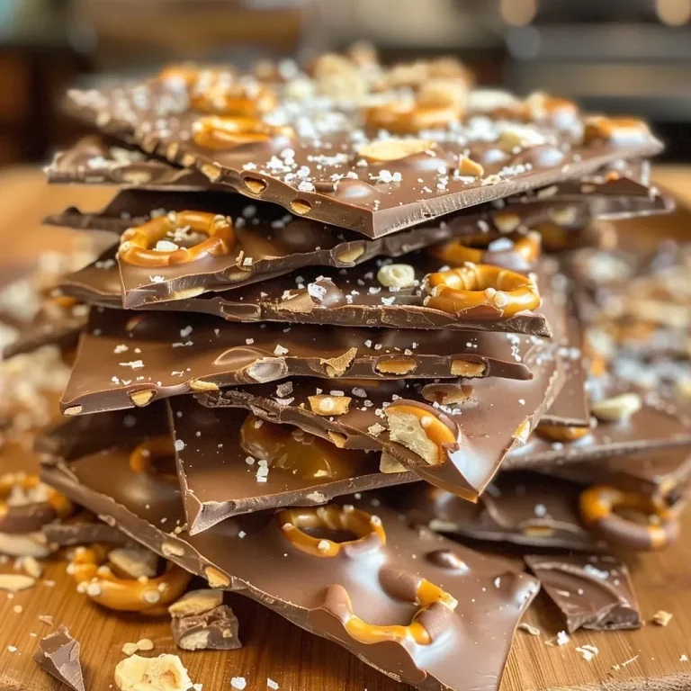 ['Close-up view of Salted Caramel Pretzel Bark with a rich chocolate coating and visible pretzel and caramel layers.', 'Side view of a deliciously textured Salted Caramel Pretzel Bark showcasing shiny chocolate and crunchy pretzel pieces.', 'Detailed shot of Salted Caramel Pretzel Bark highlighting the caramel drizzles and pretzel crunchiness on a wooden surface.', 'Mouth-watering Salted Caramel Pretzel Bark featuring a glossy chocolate exterior with bits of pretzel and caramel peeking through.']