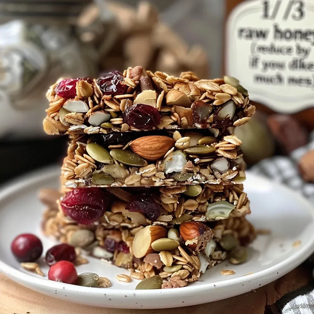 ['Close-up of colorful Trail Mix Granola Bars with nuts and dried fruits.', 'Side view of healthy Trail Mix Granola Bars featuring seeds and chocolate chunks.', 'Juicy Trail Mix Granola Bars showcasing a mix of oats, nuts, and cranberries.', 'Delicious homemade Trail Mix Granola Bars with a variety of textures and ingredients.']