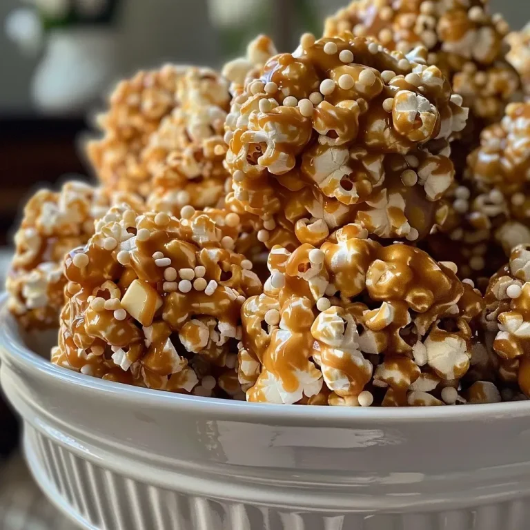 The Sweet Symphony of Caramel Apple Popcorn Balls: A Celebration of Flavor and Fun Close-up view of caramel apple popcorn balls, showing the glossy caramel coating and pieces of popcorn.