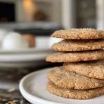 Close-up of soft and chewy cardamom spice cookies on a wooden surface.