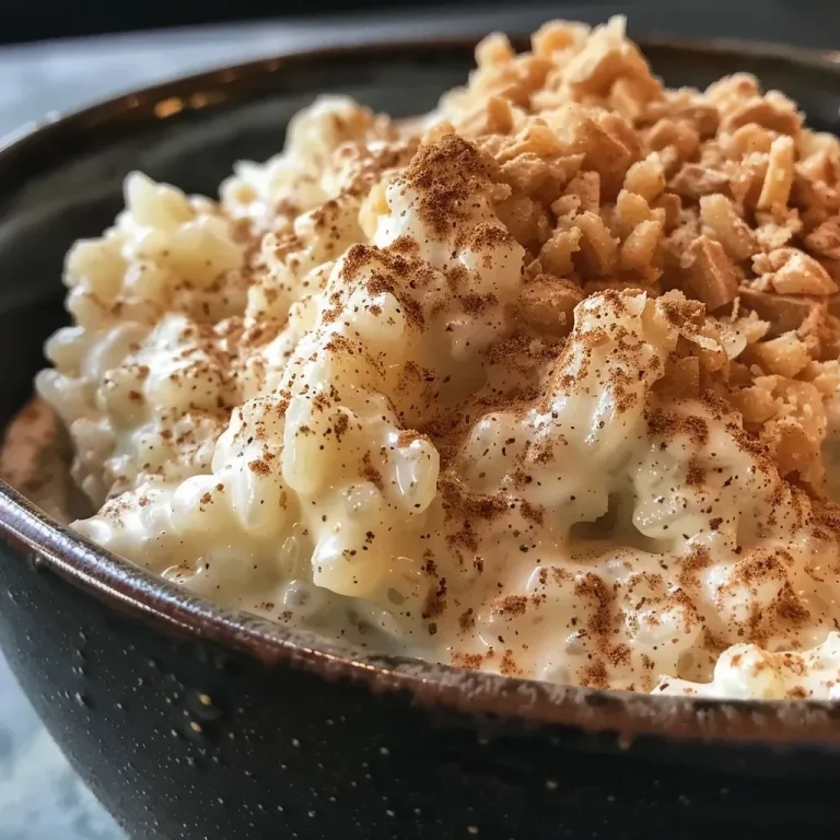 A Sweet Embrace: Discovering the Comfort of Cinnamon Protein Rice Pudding A close-up view of creamy cinnamon protein rice pudding served in a bowl.