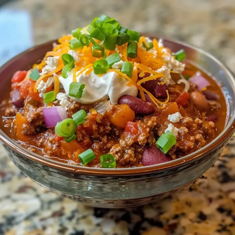 Harvest Comfort: How My Crock Pot Pumpkin Chili Became a Family Favorite A steaming bowl of pumpkin chili topped with shredded cheese and green onions.