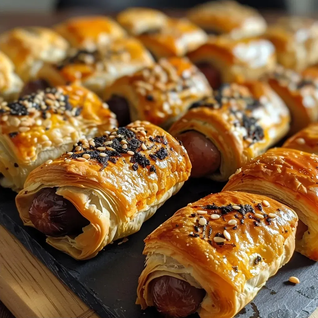 Juicy sausage rolls shaped like severed fingers, garnished with olives.