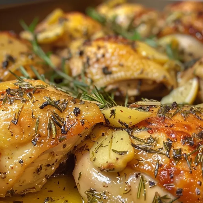 Savoring the Mediterranean: Garlic Herb Roasted Chicken Thighs to Brighten Your Table Juicy garlic herb roasted chicken thighs garnished with fresh herbs.