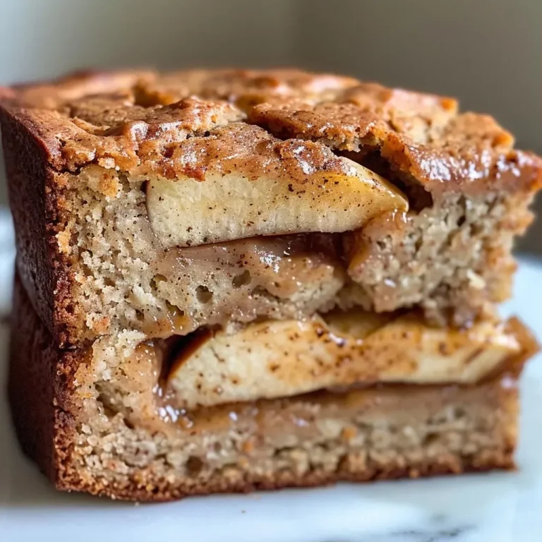 Baking Joy: The High Protein Apple Cinnamon Bread That Whispers Autumn Close-up view of a moist slice of high protein apple cinnamon bread with visible apple pieces.