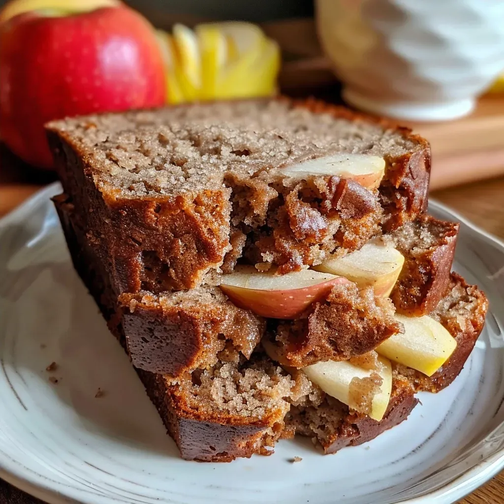 Side angle of apple cinnamon bread showcasing its golden-brown crust and fluffy texture.