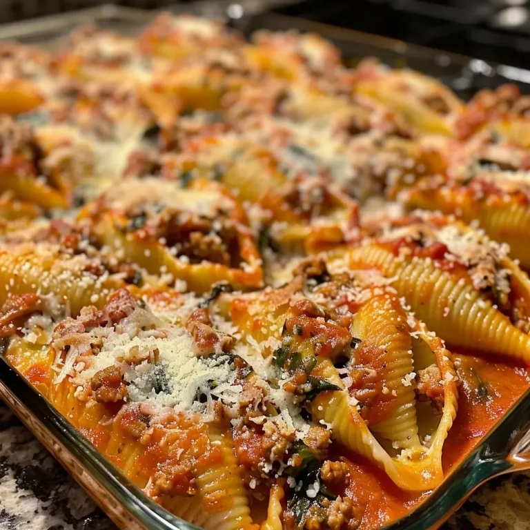Feast on Flavor: High Protein Stuffed Shells That Bring Everyone to the Table Close-up view of high protein stuffed shells filled with cheese and spinach.