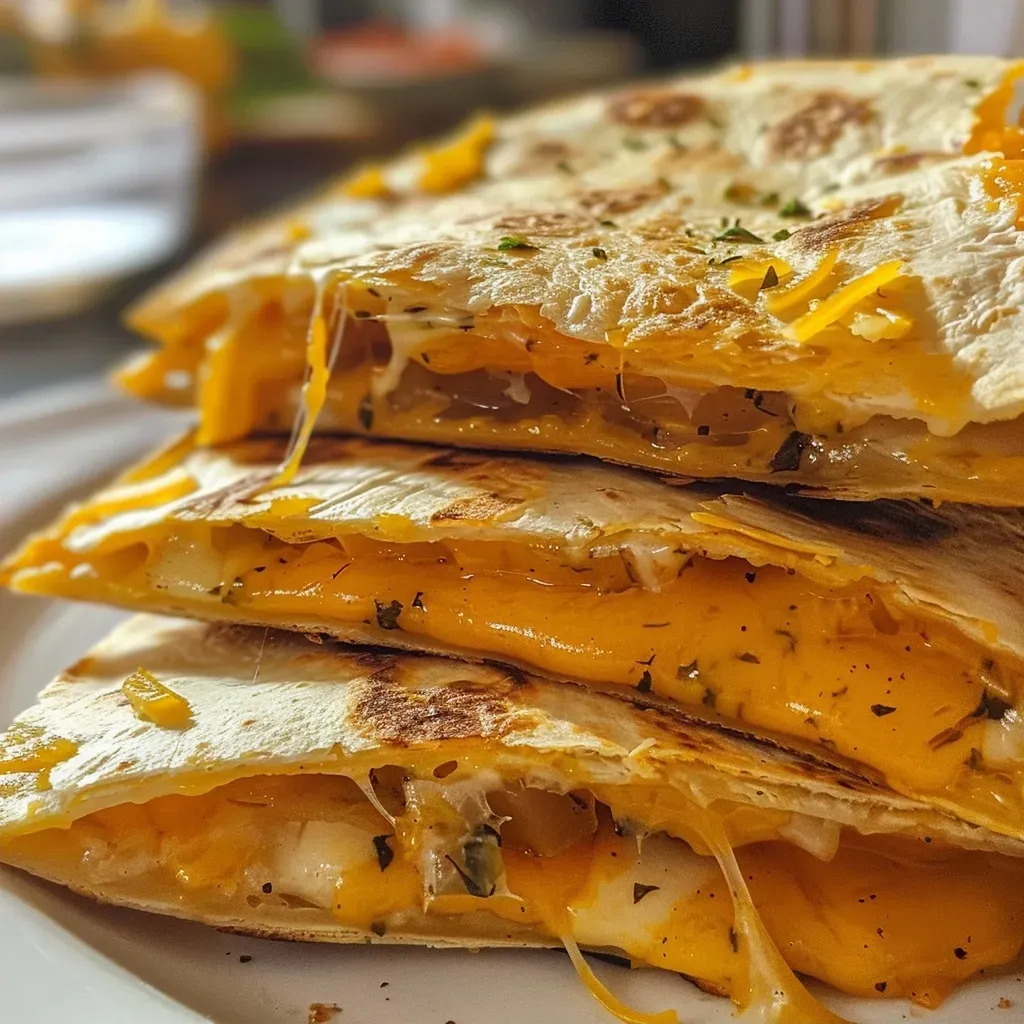 Orange and yellow quesadillas cut into pumpkin shapes, garnished with herbs.