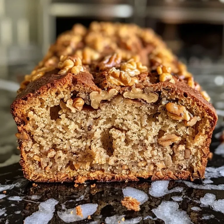 Close-up side view of vegan Maple Walnut Bread, showcasing its textured crust and walnut pieces.