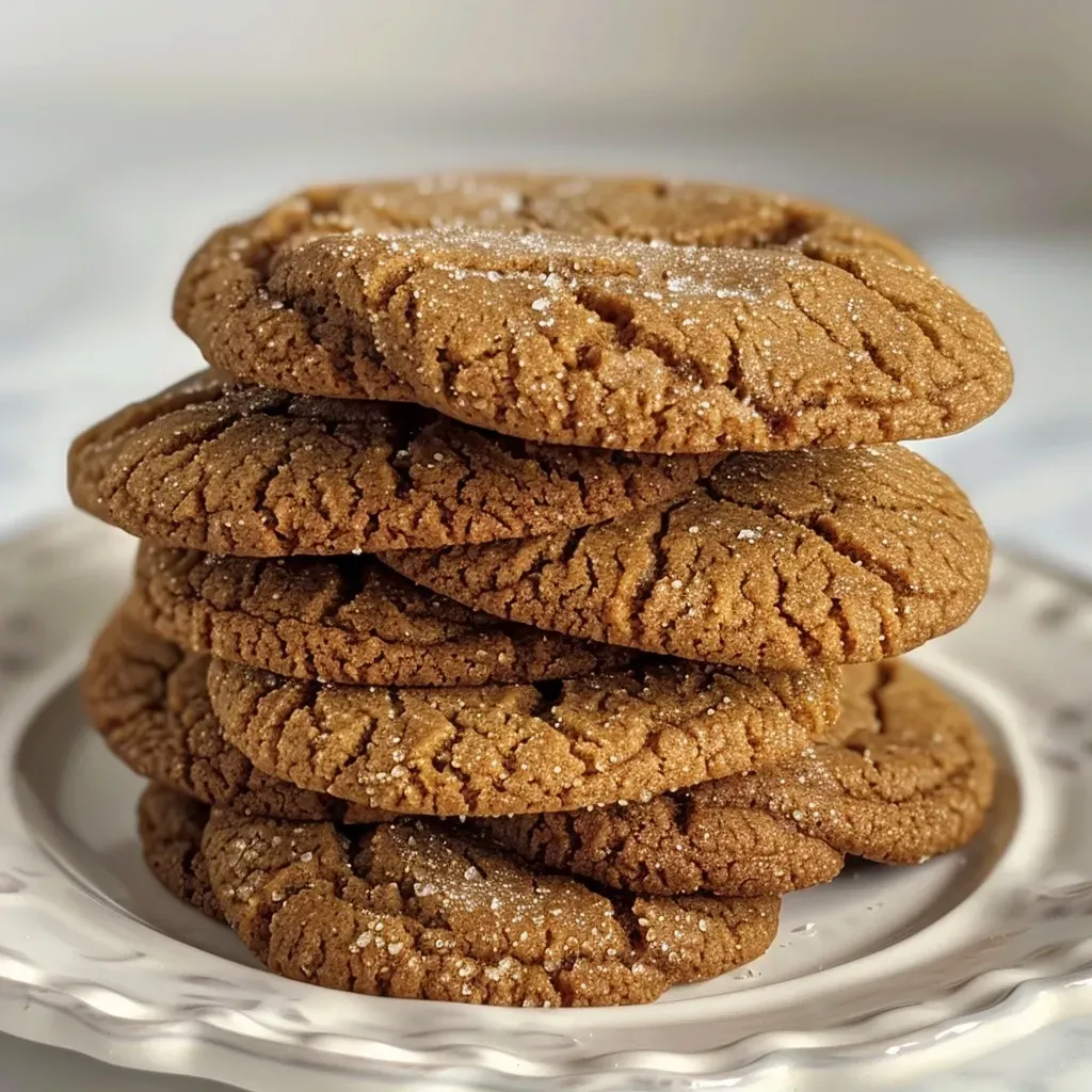 A detailed image showcasing the texture and sugar coating of Molasses Crinkle Cookies.