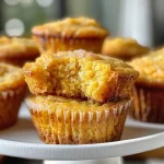 A delicious close-up of golden Protein Cornbread Muffins with a soft texture.