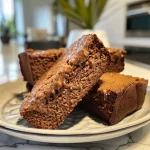 Close-up side view of a moist Protein Gingerbread Loaf with a rich texture.