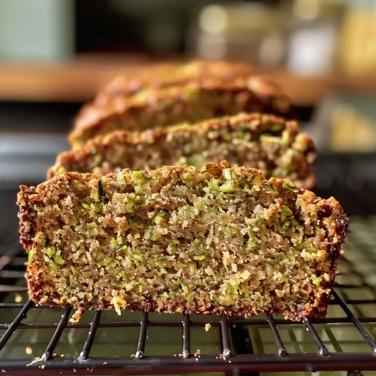 The Zucchini Bread That Celebrates Wholesome Goodness and Family Gatherings Close-up view of moist Protein Zucchini Bread with visible zucchini shreds and a golden crust.