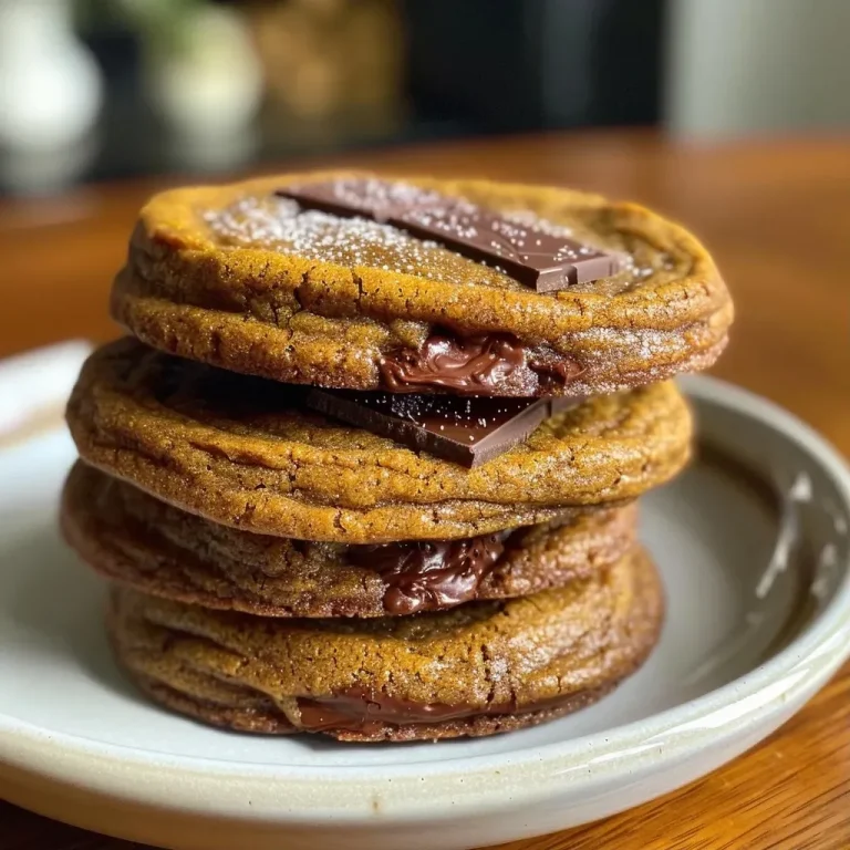 Autumn Bliss: The Pumpkin Brown Butter Cookies That Warm the Heart Close-up view of a golden-brown Pumpkin Brown Butter Cookie with chocolate chunks.